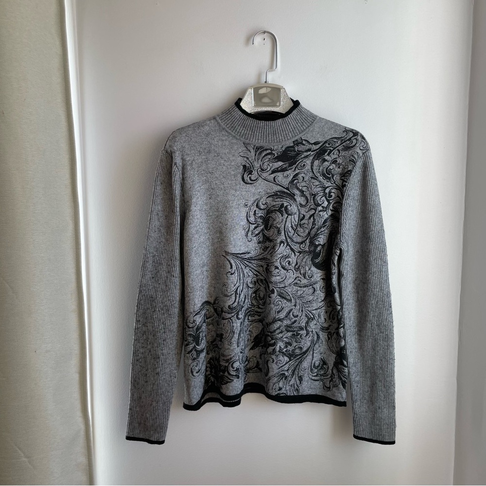Wool-Blend Pullover Art to wear w/Swirly Flower Pattern-Whimsigoth